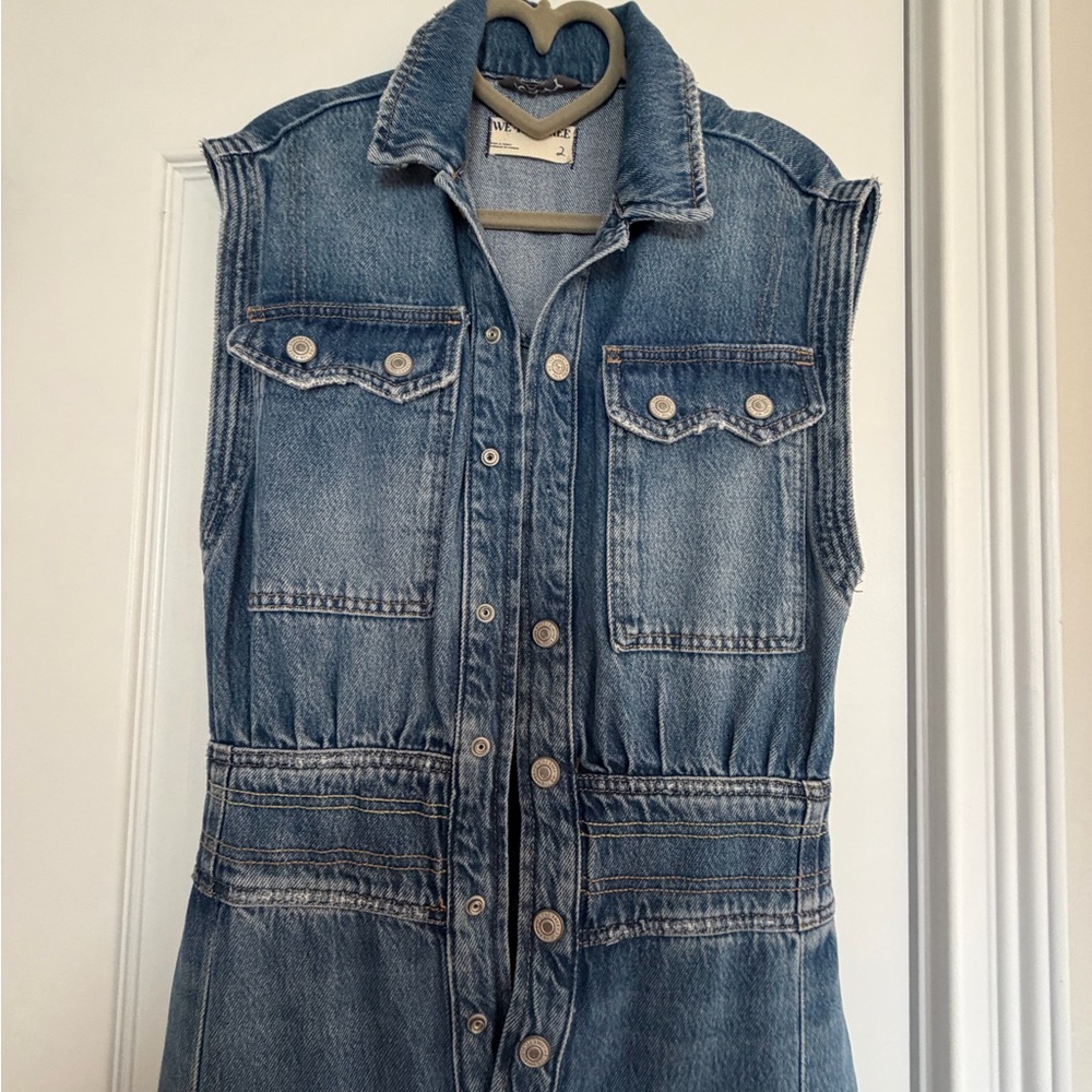 Free People Blue Denim Jumpsuit